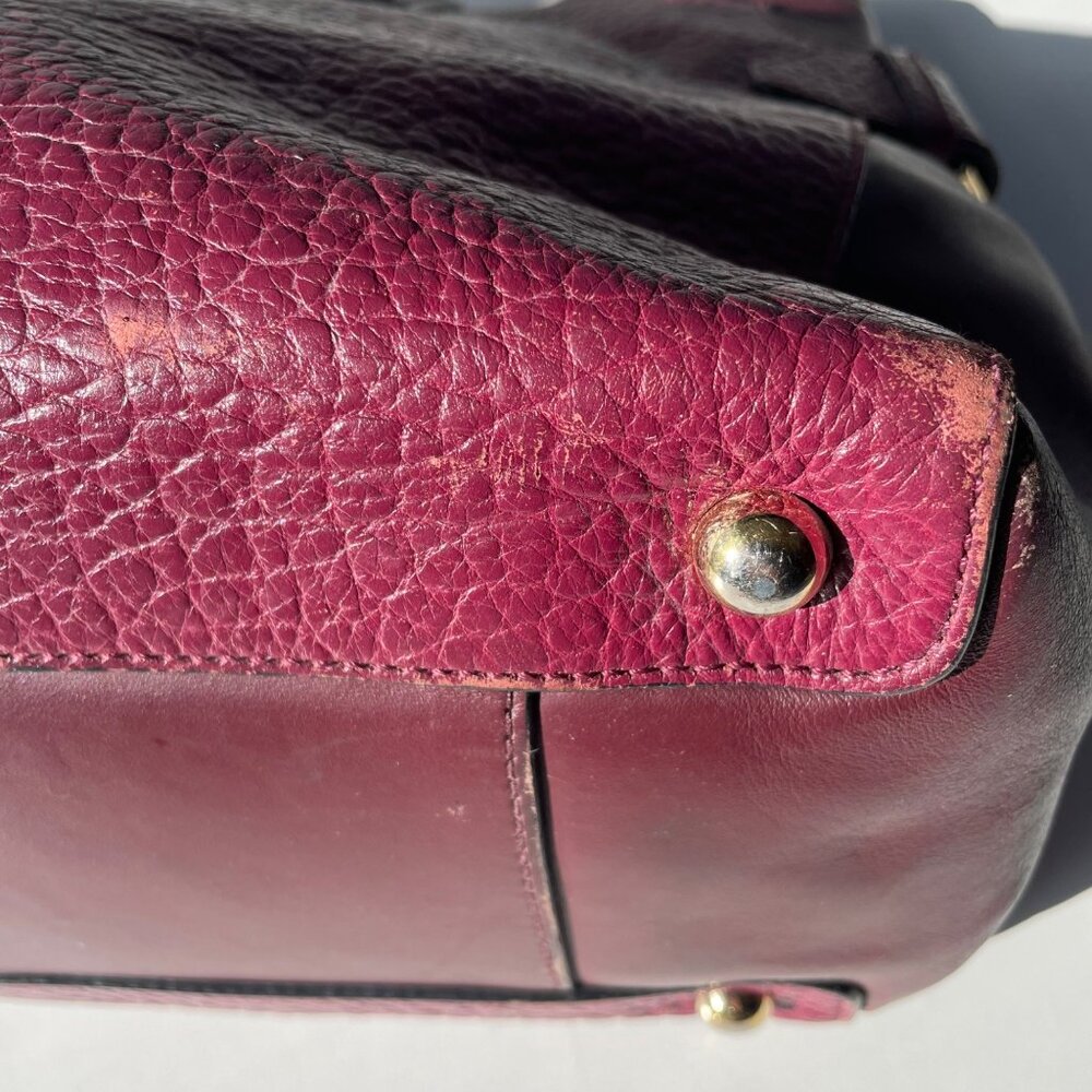 Burberry‎ Heritage Clarborough Tote Grain Smooth Calfskin Damson Magenta Bag - Picture 10 of 16